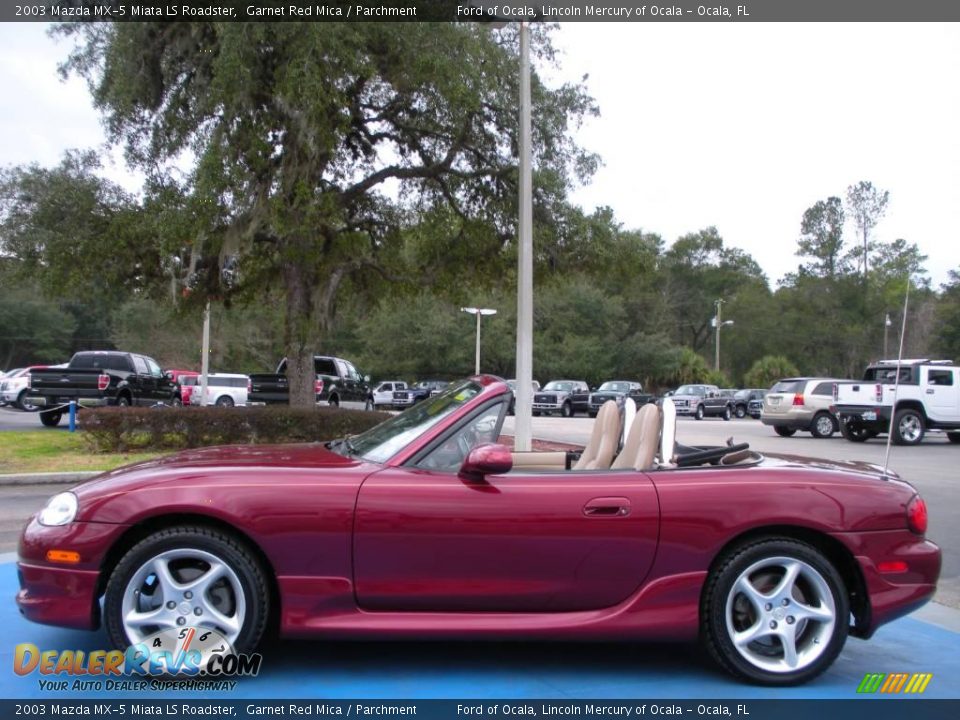 2003 Mazda MX-5 Miata LS Roadster Garnet Red Mica / Parchment Photo #13