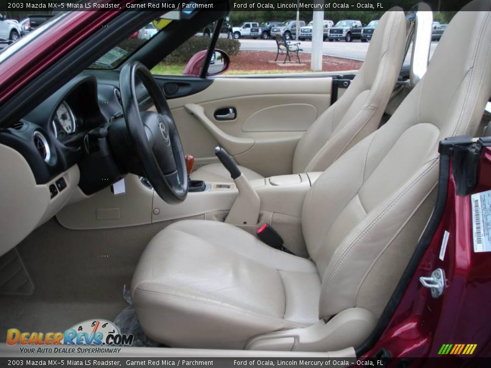 2003 Mazda MX-5 Miata LS Roadster Garnet Red Mica / Parchment Photo #16