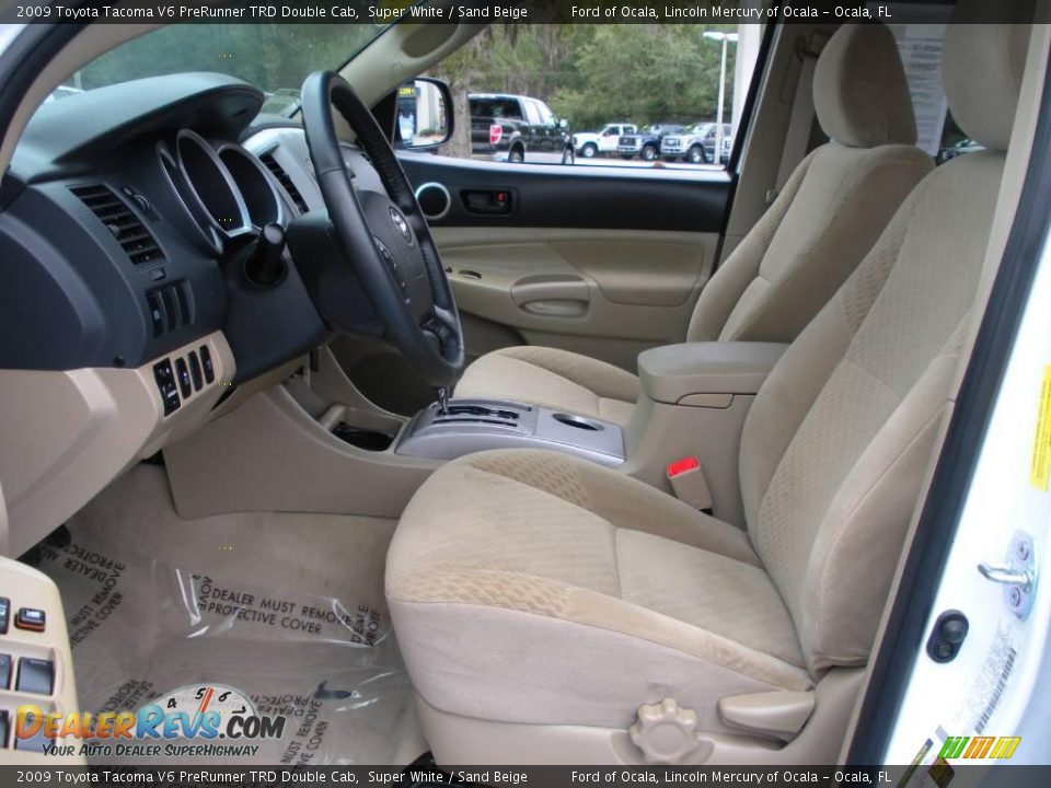 2009 Toyota Tacoma V6 PreRunner TRD Double Cab Super White / Sand Beige Photo #13