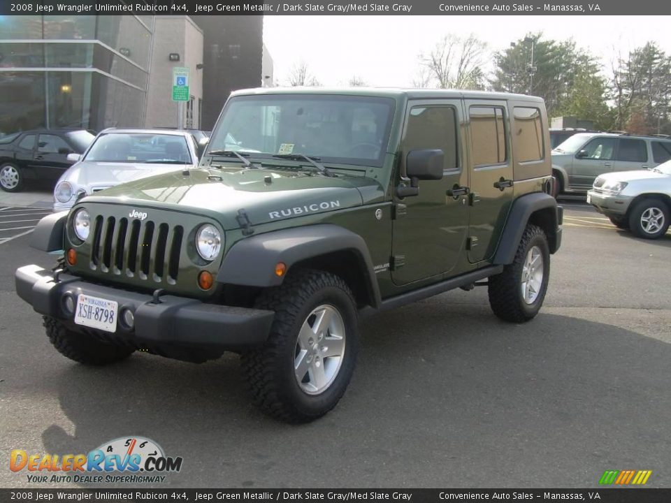 2008 Jeep Wrangler Unlimited Rubicon 4x4 Jeep Green Metallic / Dark Slate Gray/Med Slate Gray Photo #2
