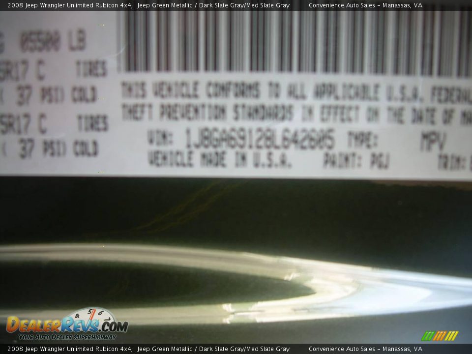 2008 Jeep Wrangler Unlimited Rubicon 4x4 Jeep Green Metallic / Dark Slate Gray/Med Slate Gray Photo #22