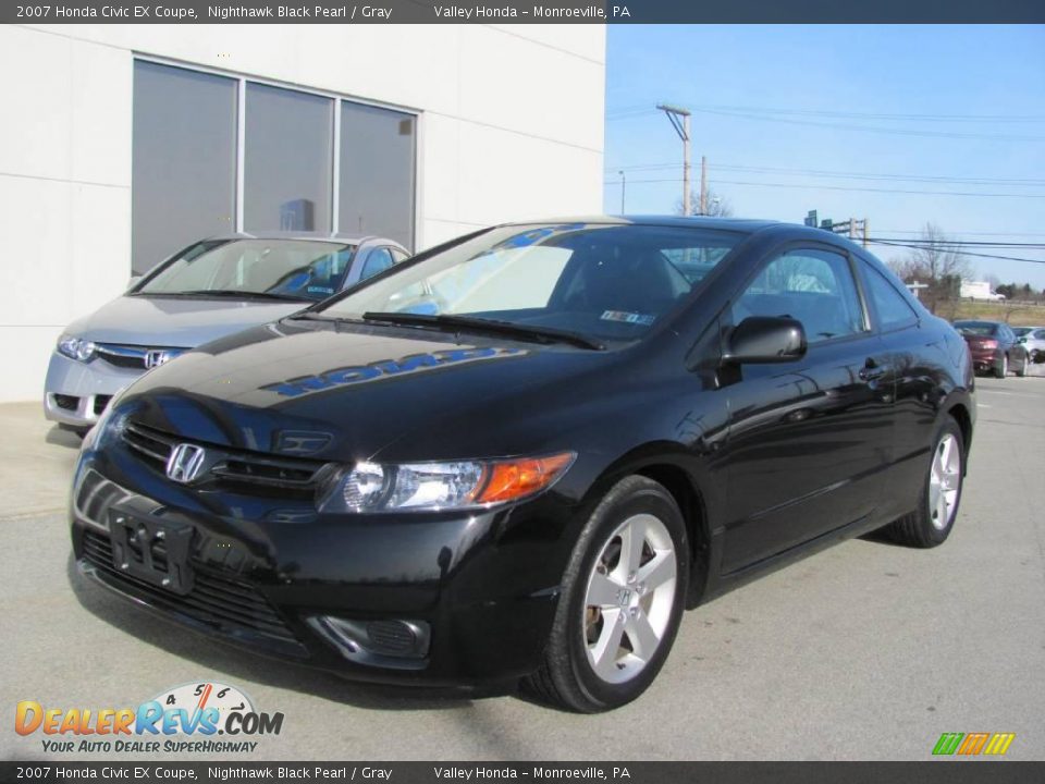2007 Honda Civic EX Coupe Nighthawk Black Pearl / Gray Photo #2