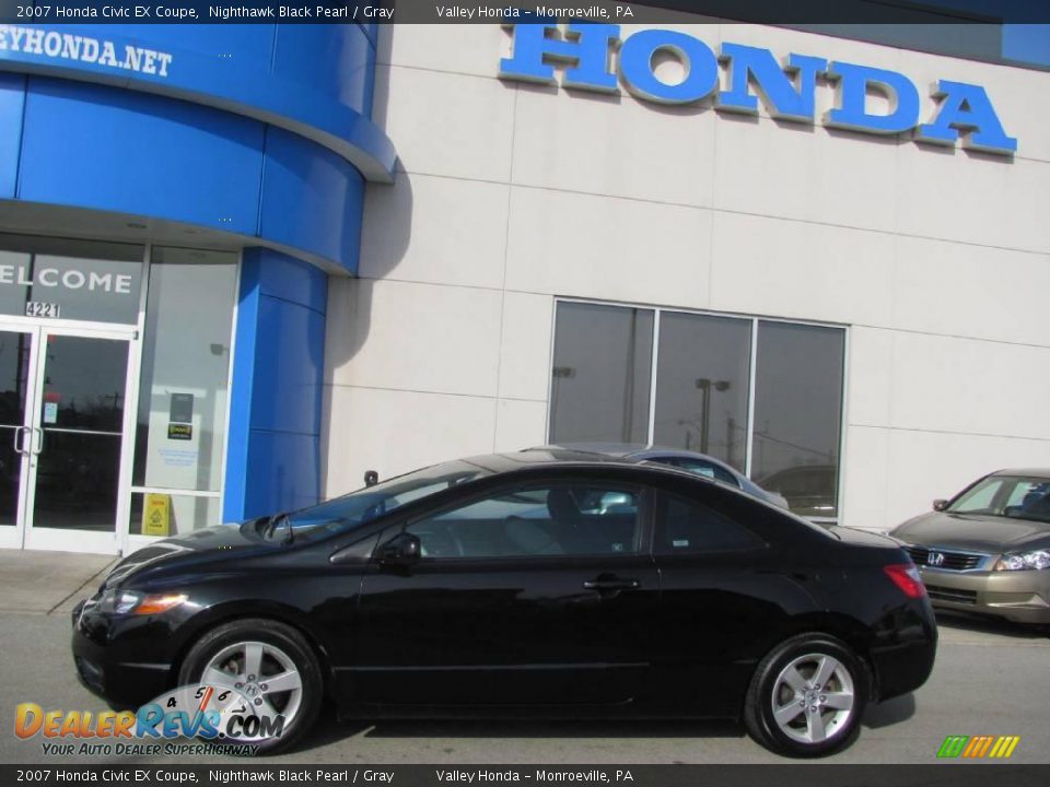2007 Honda Civic EX Coupe Nighthawk Black Pearl / Gray Photo #3