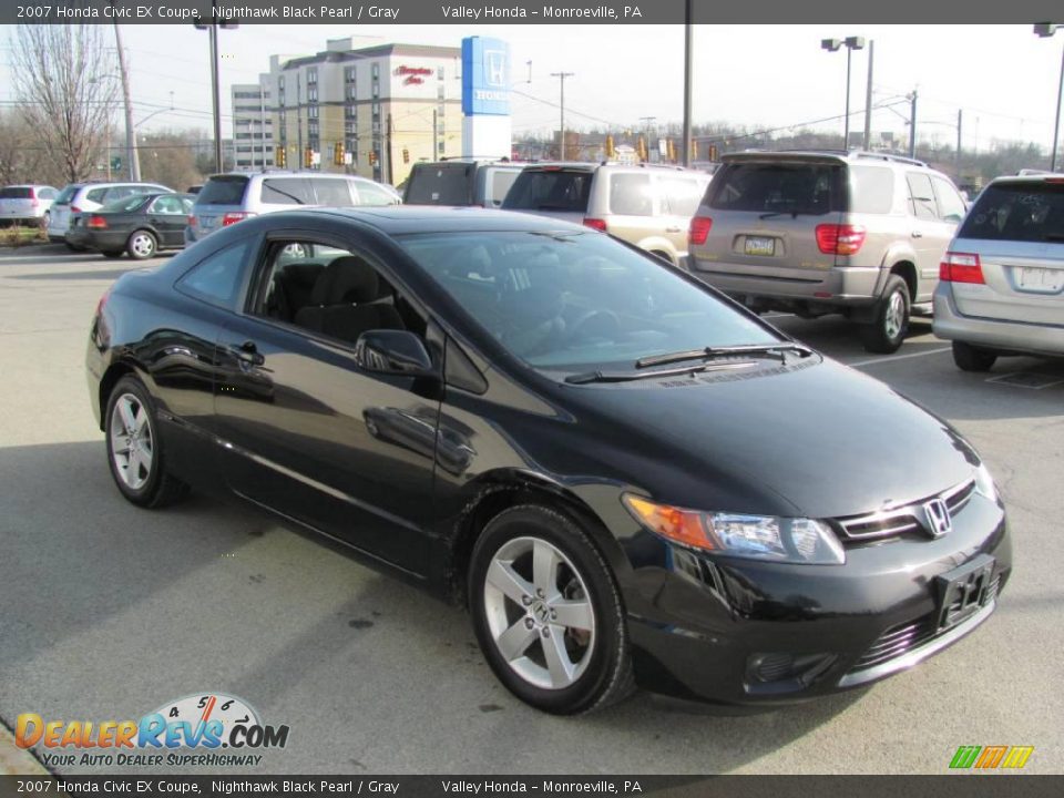 2007 Honda Civic EX Coupe Nighthawk Black Pearl / Gray Photo #7