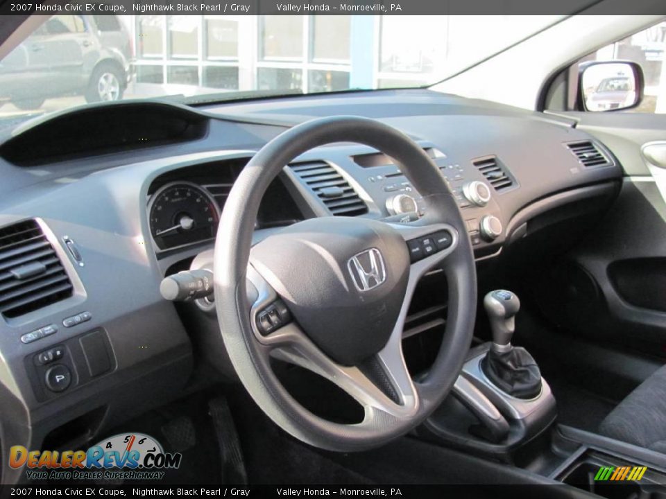 2007 Honda Civic EX Coupe Nighthawk Black Pearl / Gray Photo #11