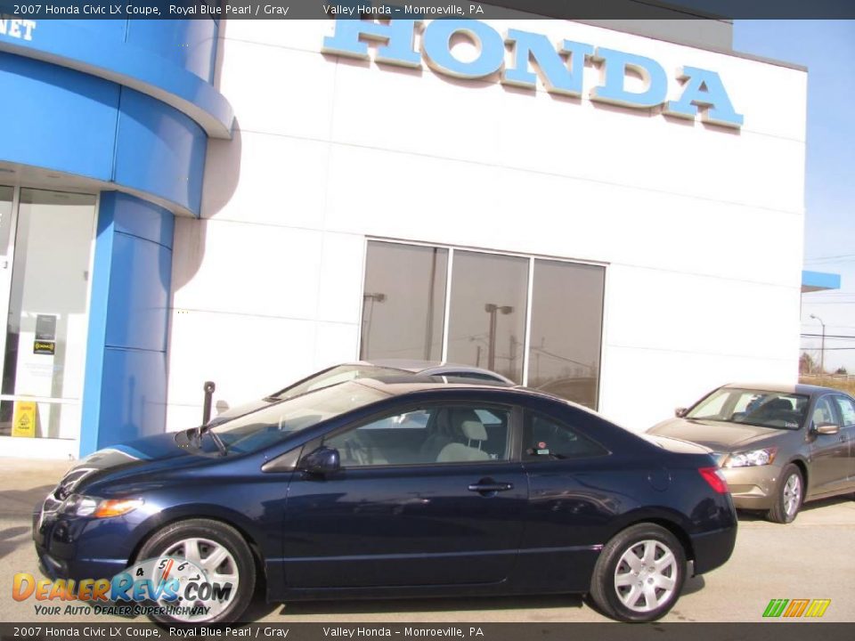 2007 Honda Civic LX Coupe Royal Blue Pearl / Gray Photo #3