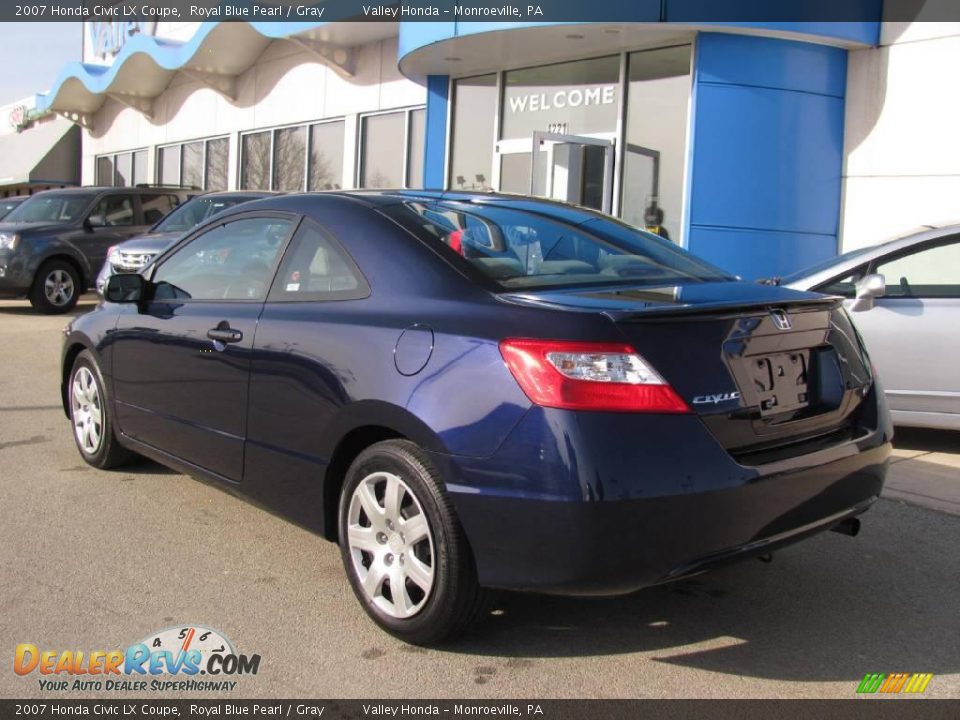 2007 Honda Civic LX Coupe Royal Blue Pearl / Gray Photo #4