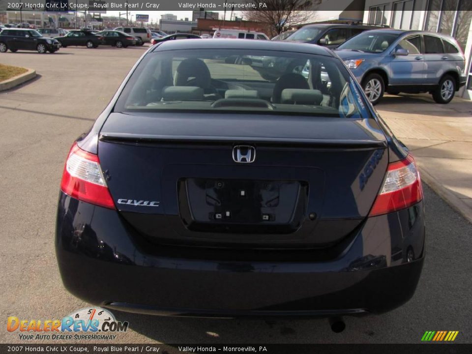 2007 Honda Civic LX Coupe Royal Blue Pearl / Gray Photo #5