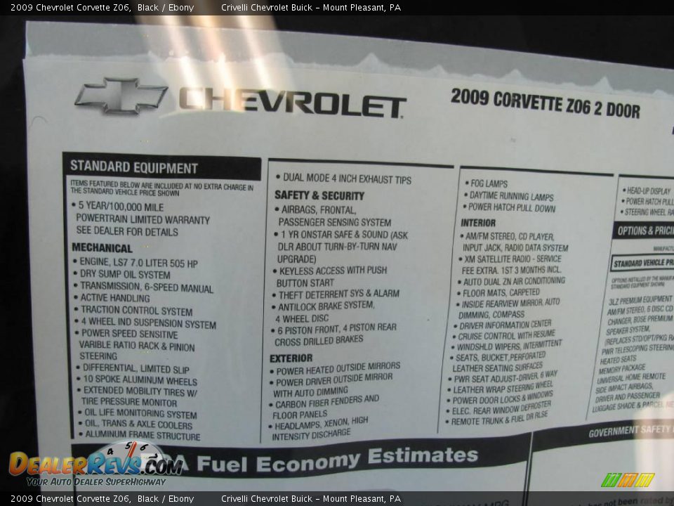 2009 Chevrolet Corvette Z06 Black / Ebony Photo #16