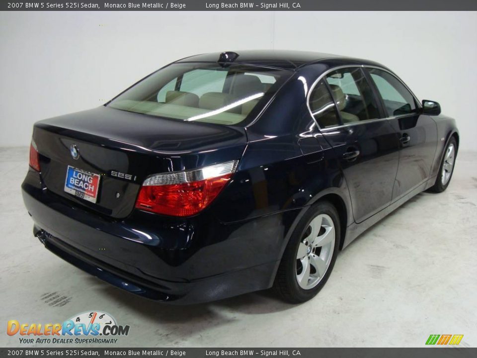 2007 BMW 5 Series 525i Sedan Monaco Blue Metallic / Beige Photo #6