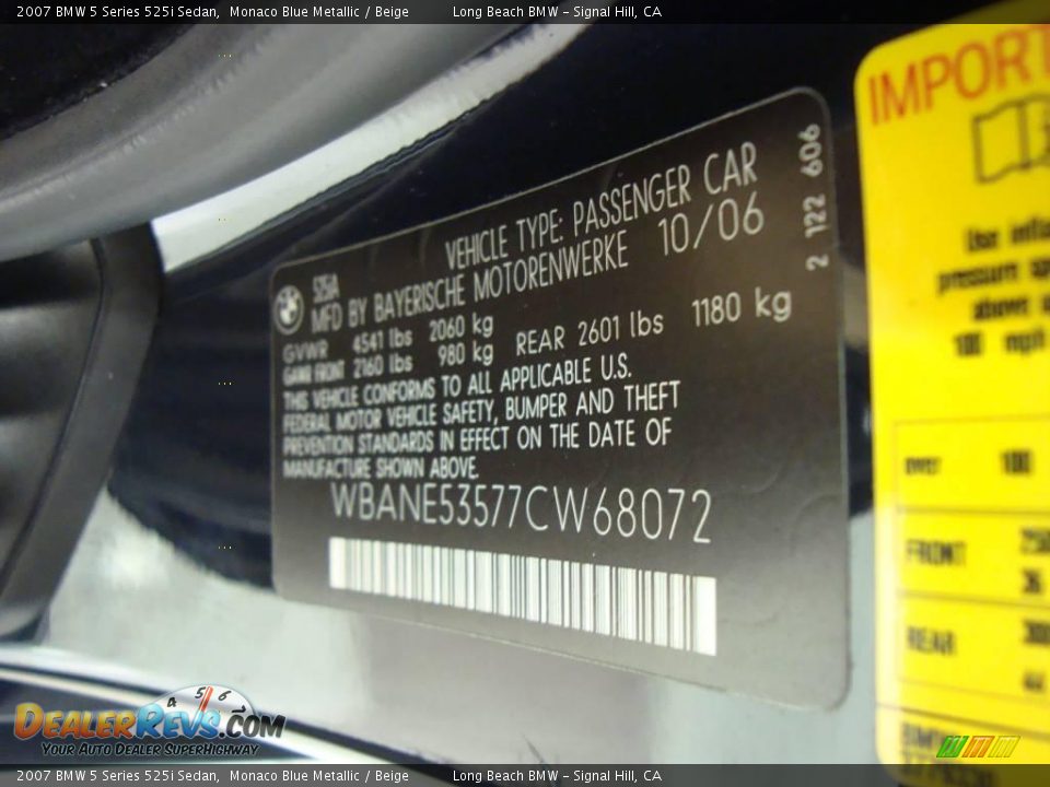 2007 BMW 5 Series 525i Sedan Monaco Blue Metallic / Beige Photo #17