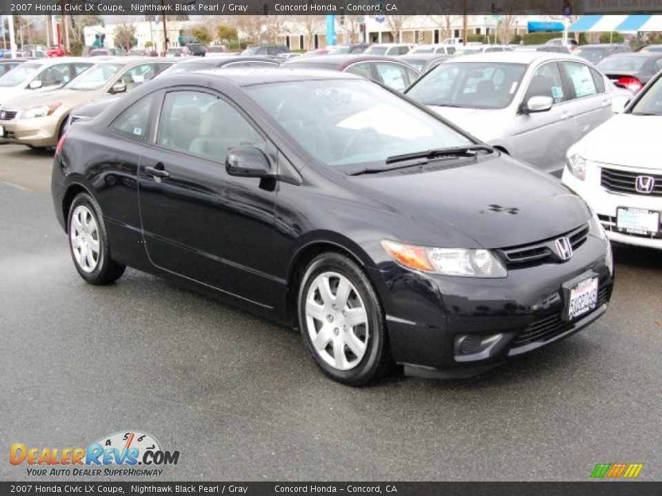 2007 Honda Civic LX Coupe Nighthawk Black Pearl / Gray Photo #1