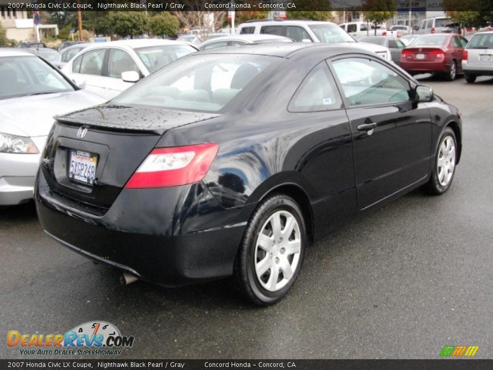 2007 Honda Civic LX Coupe Nighthawk Black Pearl / Gray Photo #3
