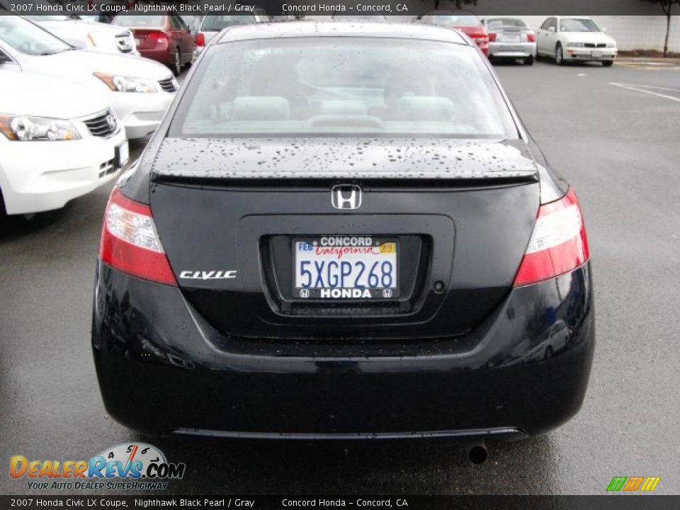 2007 Honda Civic LX Coupe Nighthawk Black Pearl / Gray Photo #4