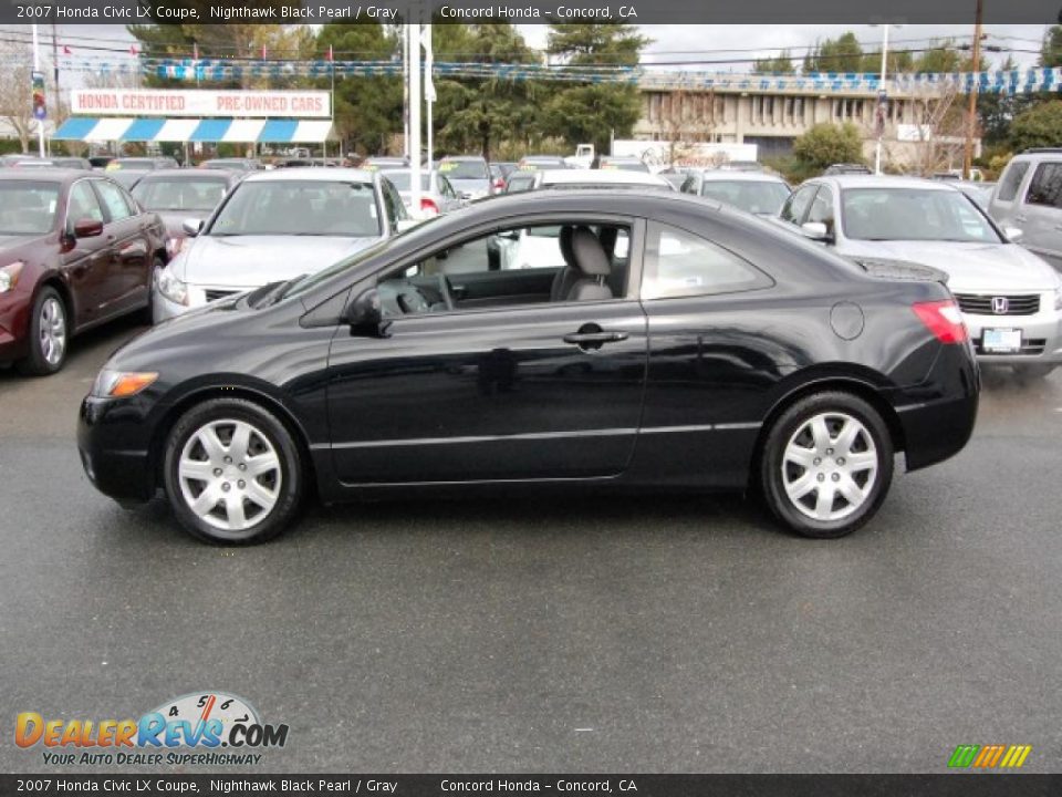 2007 Honda Civic LX Coupe Nighthawk Black Pearl / Gray Photo #6