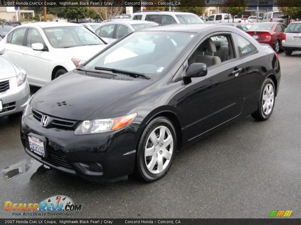 2007 Honda Civic LX Coupe Nighthawk Black Pearl / Gray Photo #7