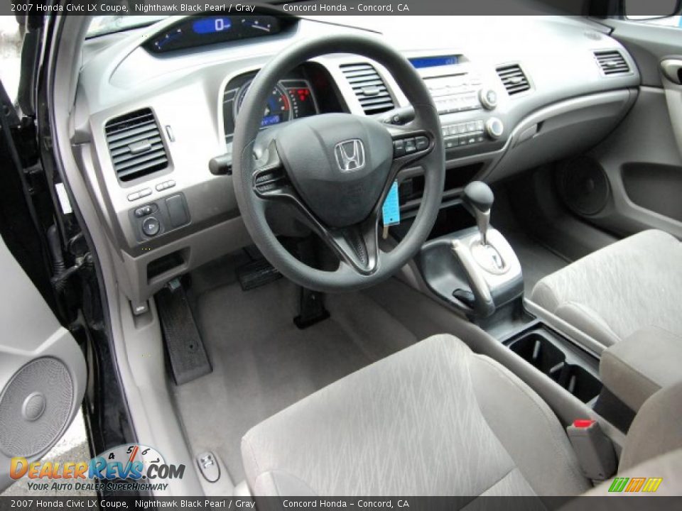 2007 Honda Civic LX Coupe Nighthawk Black Pearl / Gray Photo #12