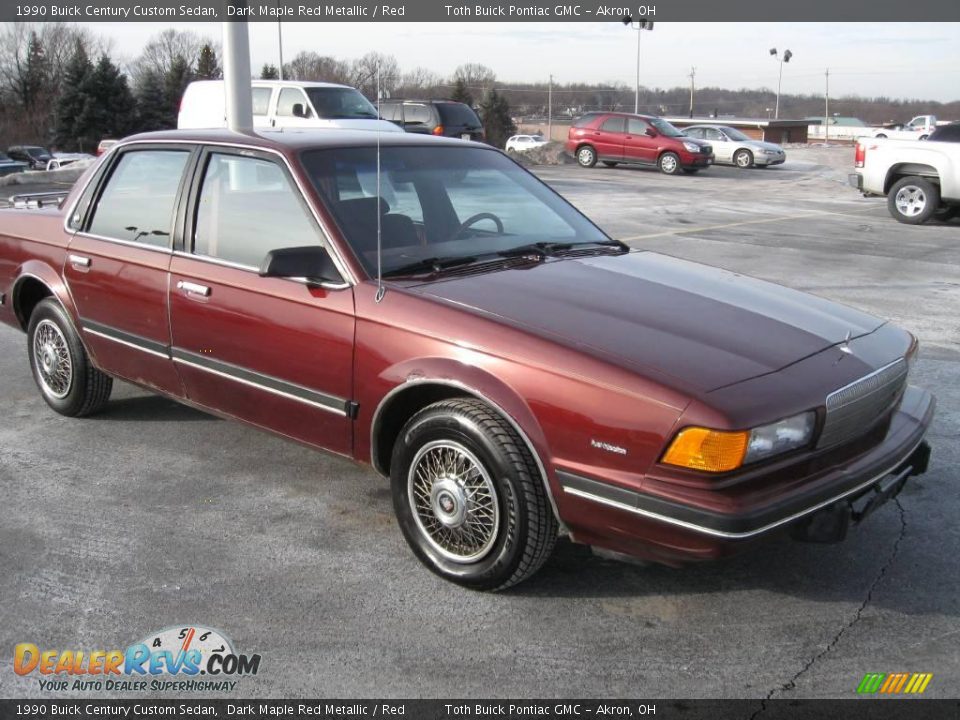 1990 Buick Century Custom Sedan Dark Maple Red Metallic / Red Photo #1