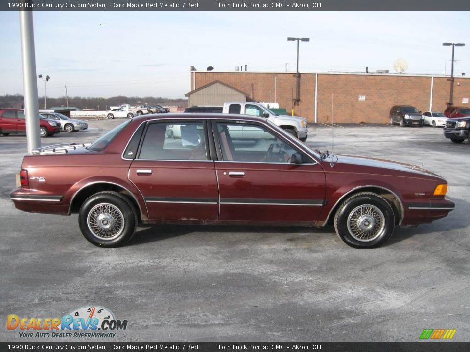 1990 Buick Century Custom Sedan Dark Maple Red Metallic / Red Photo #2