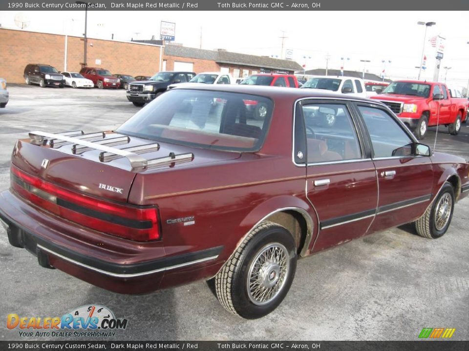 1990 Buick Century Custom Sedan Dark Maple Red Metallic / Red Photo #3