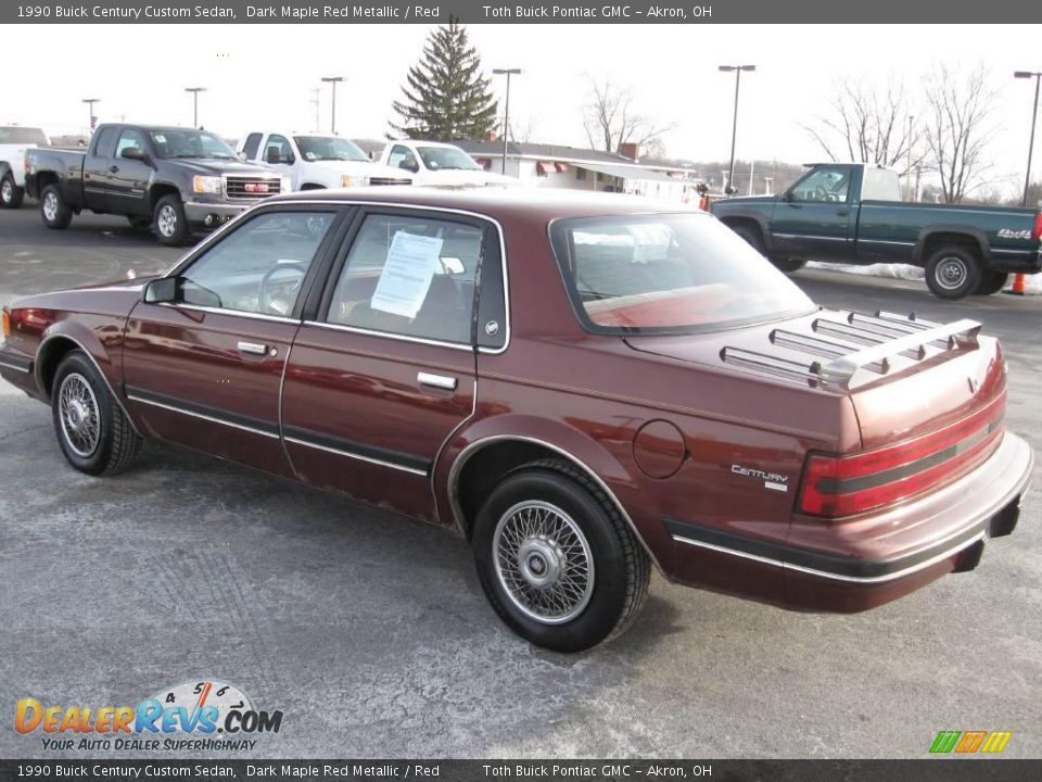 1990 Buick Century Custom Sedan Dark Maple Red Metallic / Red Photo #4