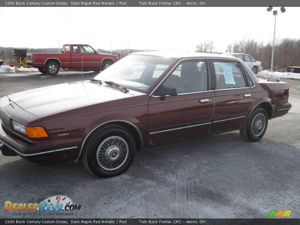 1990 Buick Century Custom Sedan Dark Maple Red Metallic / Red Photo #6