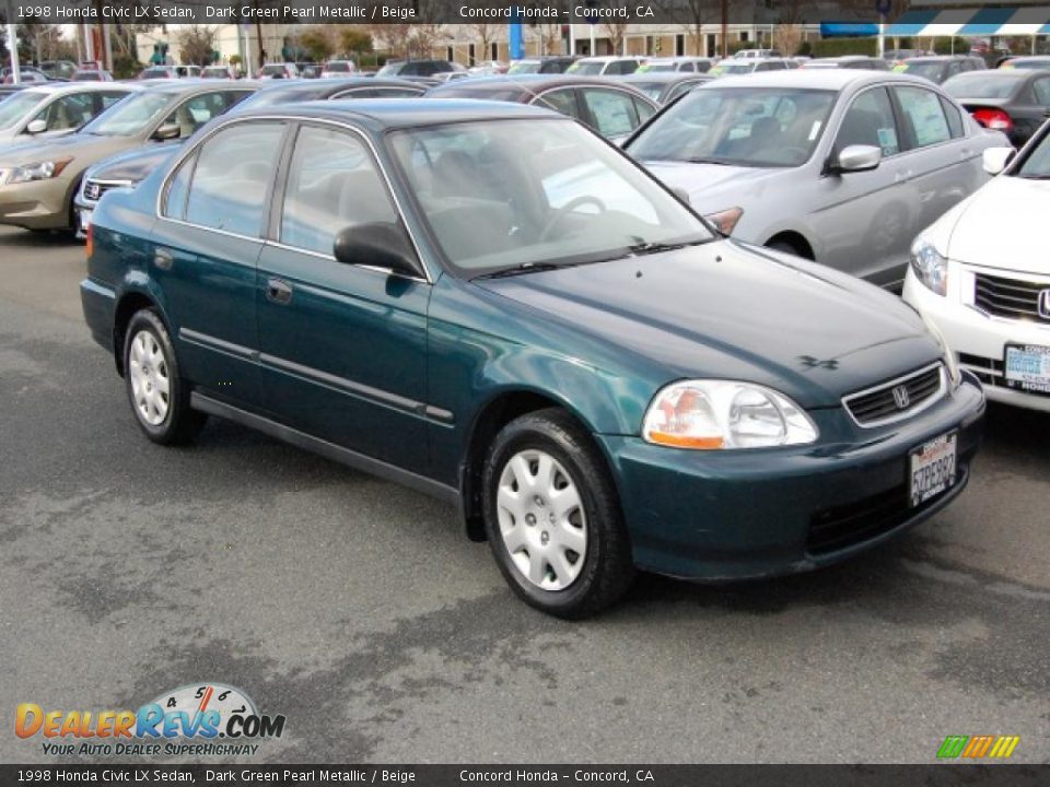 1998 Honda Civic LX Sedan Dark Green Pearl Metallic / Beige Photo #1