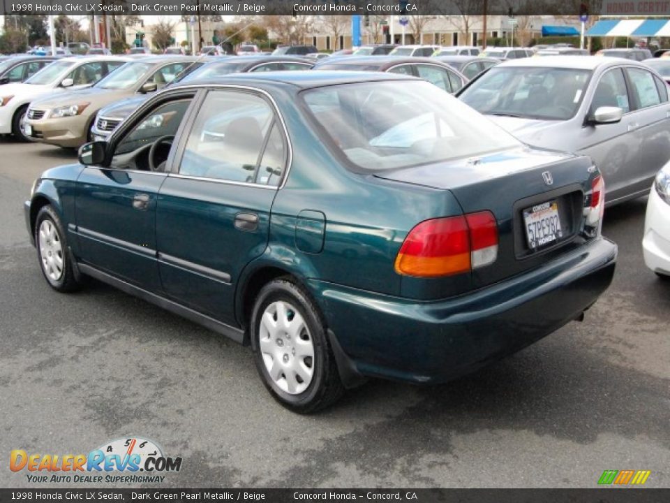 1998 Honda Civic LX Sedan Dark Green Pearl Metallic / Beige Photo #5