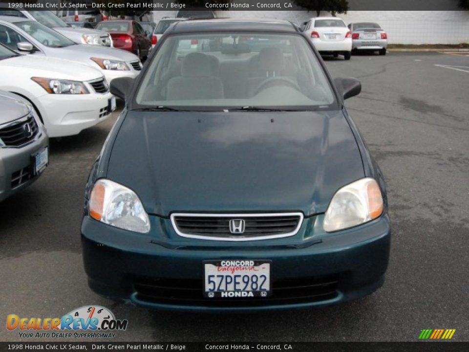 1998 Honda Civic LX Sedan Dark Green Pearl Metallic / Beige Photo #8