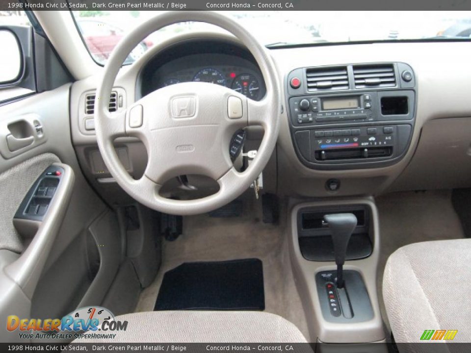1998 Honda Civic LX Sedan Dark Green Pearl Metallic / Beige Photo #12