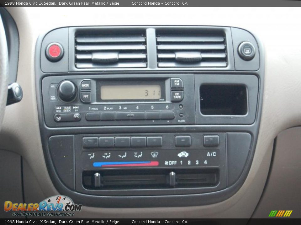 1998 Honda Civic LX Sedan Dark Green Pearl Metallic / Beige Photo #13