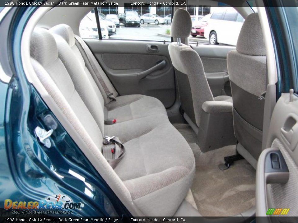 1998 Honda Civic LX Sedan Dark Green Pearl Metallic / Beige Photo #15