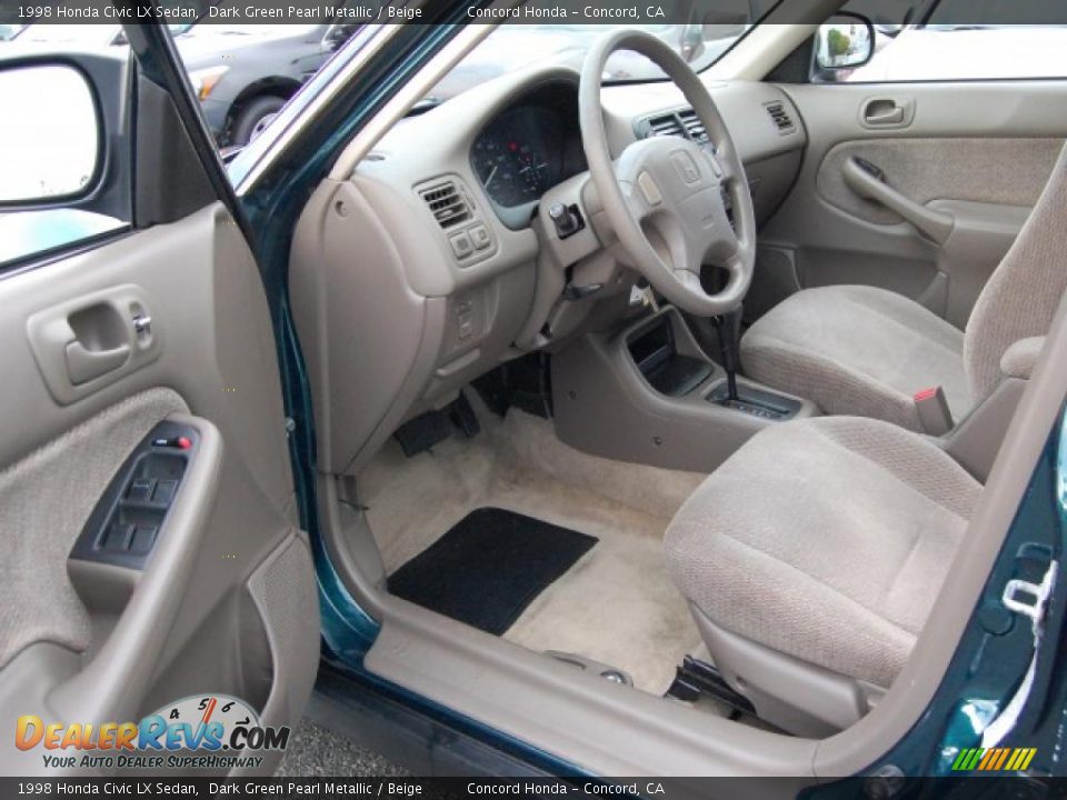 1998 Honda Civic LX Sedan Dark Green Pearl Metallic / Beige Photo #16