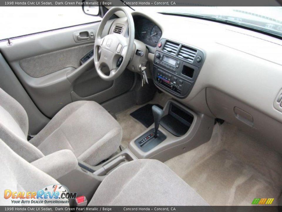 1998 Honda Civic LX Sedan Dark Green Pearl Metallic / Beige Photo #23