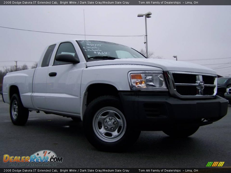 2008 Dodge Dakota ST Extended Cab Bright White / Dark Slate Gray/Medium Slate Gray Photo #1