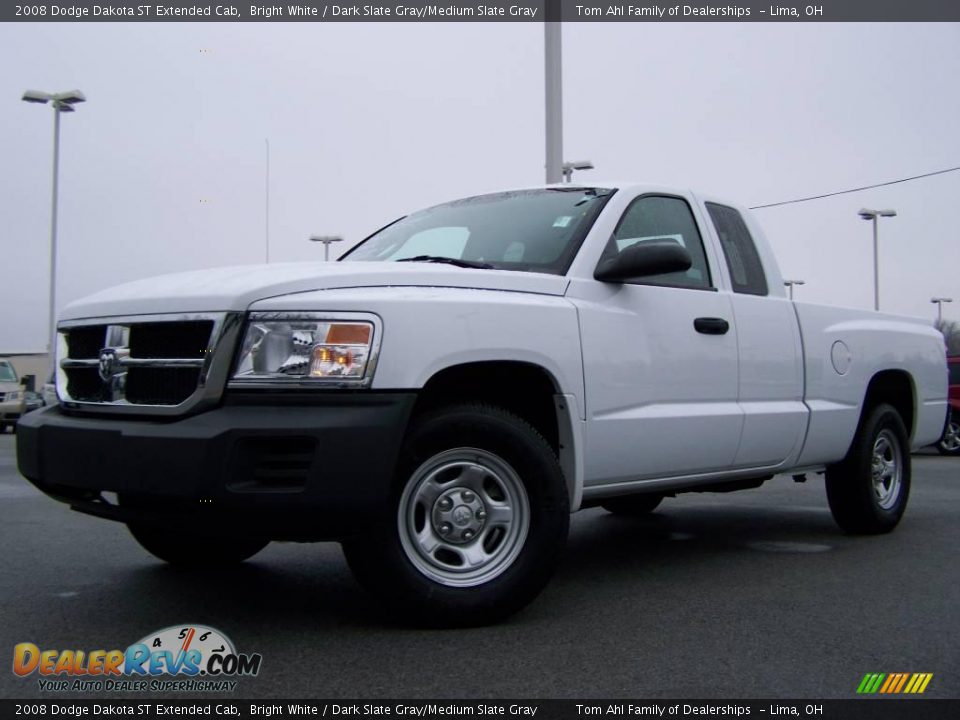 2008 Dodge Dakota ST Extended Cab Bright White / Dark Slate Gray/Medium Slate Gray Photo #5