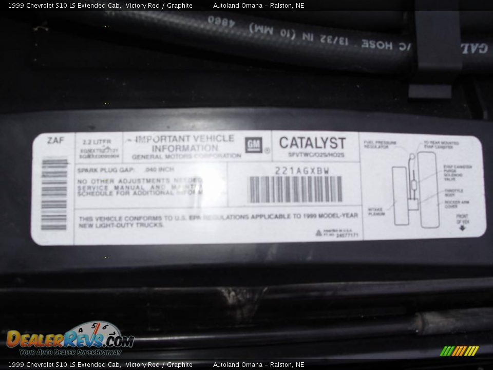 1999 Chevrolet S10 LS Extended Cab Victory Red / Graphite Photo #23