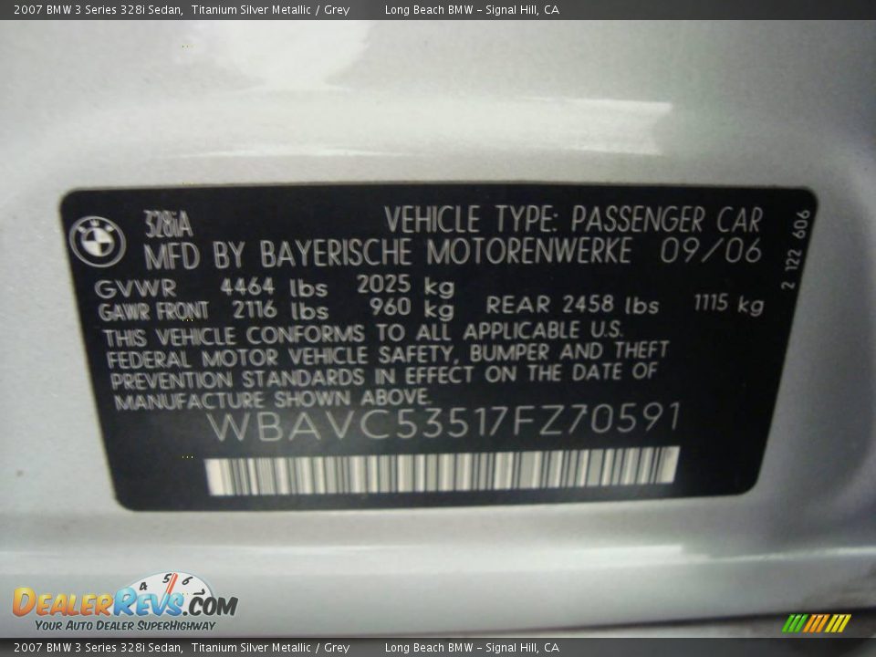 2007 BMW 3 Series 328i Sedan Titanium Silver Metallic / Grey Photo #17