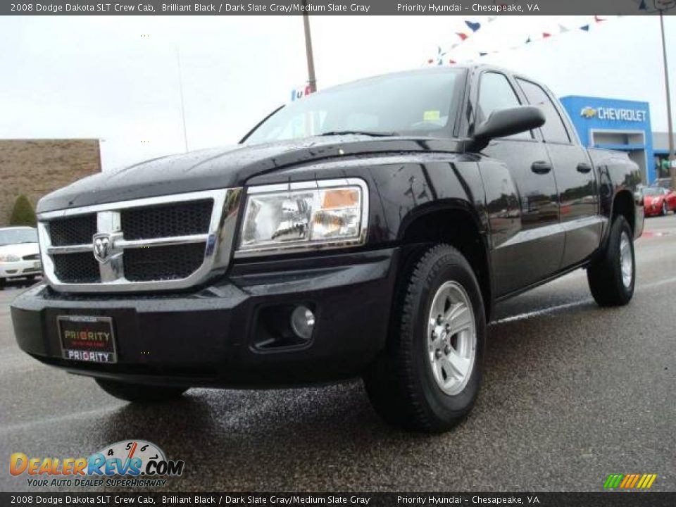 2008 Dodge Dakota SLT Crew Cab Brilliant Black / Dark Slate Gray/Medium Slate Gray Photo #1
