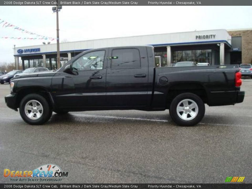 2008 Dodge Dakota SLT Crew Cab Brilliant Black / Dark Slate Gray/Medium Slate Gray Photo #3
