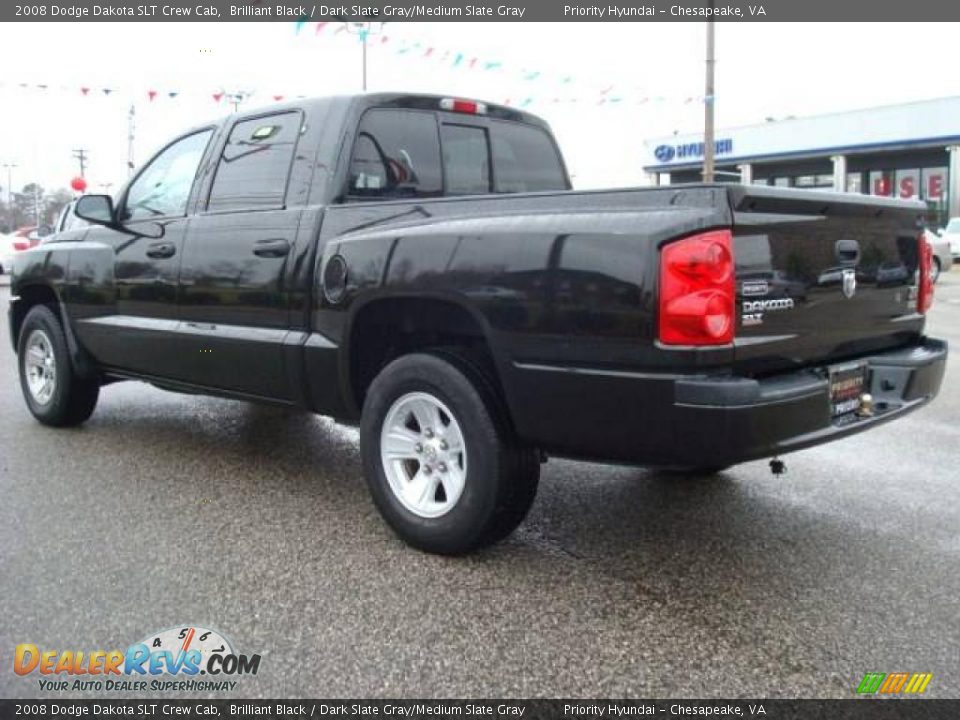 2008 Dodge Dakota SLT Crew Cab Brilliant Black / Dark Slate Gray/Medium Slate Gray Photo #4