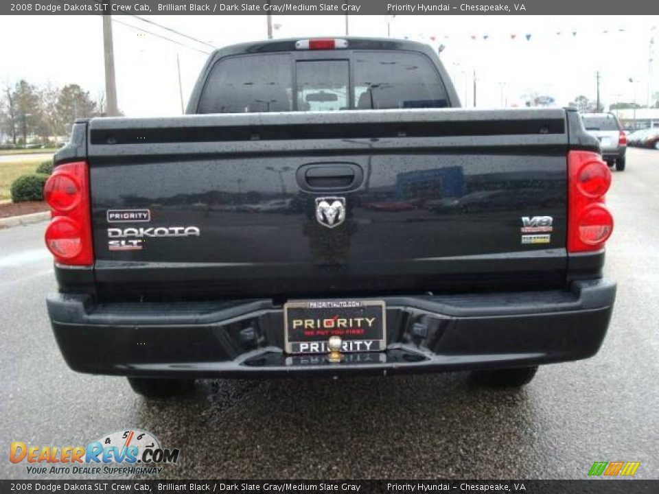2008 Dodge Dakota SLT Crew Cab Brilliant Black / Dark Slate Gray/Medium Slate Gray Photo #5