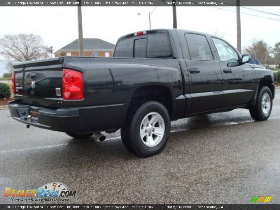 2008 Dodge Dakota SLT Crew Cab Brilliant Black / Dark Slate Gray/Medium Slate Gray Photo #6