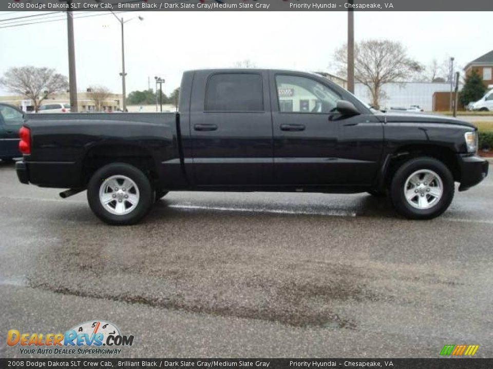 2008 Dodge Dakota SLT Crew Cab Brilliant Black / Dark Slate Gray/Medium Slate Gray Photo #7
