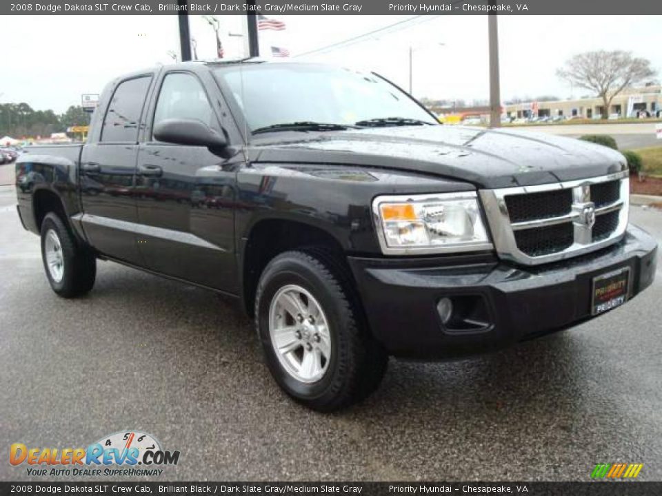 2008 Dodge Dakota SLT Crew Cab Brilliant Black / Dark Slate Gray/Medium Slate Gray Photo #8