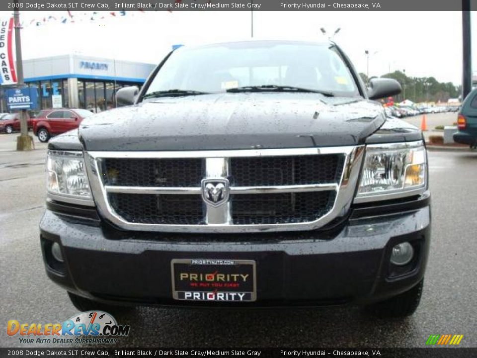 2008 Dodge Dakota SLT Crew Cab Brilliant Black / Dark Slate Gray/Medium Slate Gray Photo #9