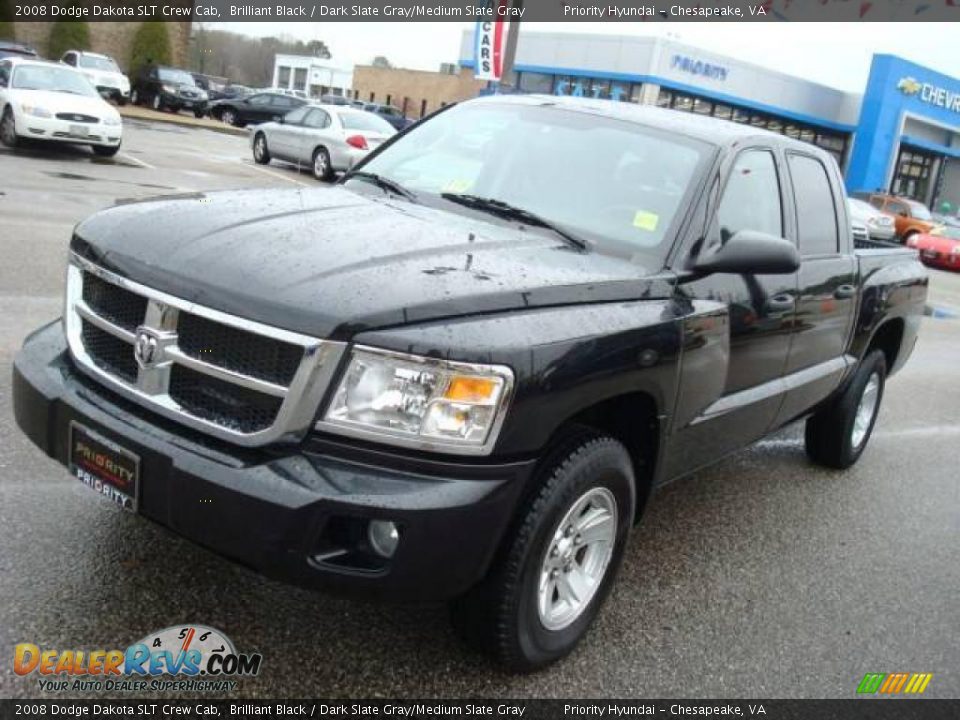 2008 Dodge Dakota SLT Crew Cab Brilliant Black / Dark Slate Gray/Medium Slate Gray Photo #10