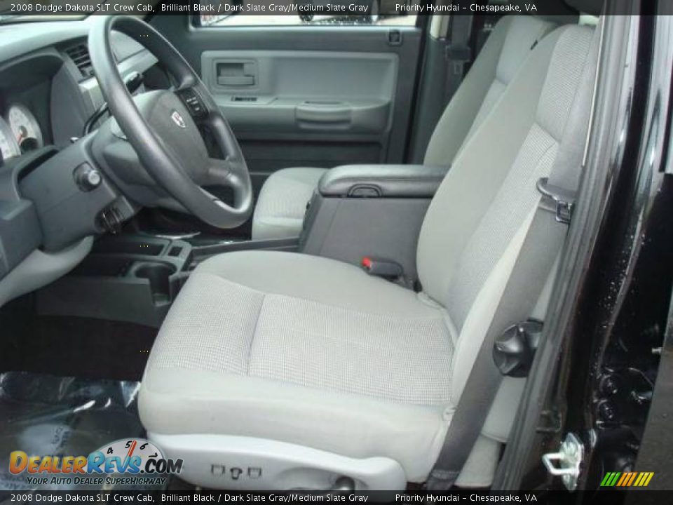 2008 Dodge Dakota SLT Crew Cab Brilliant Black / Dark Slate Gray/Medium Slate Gray Photo #11