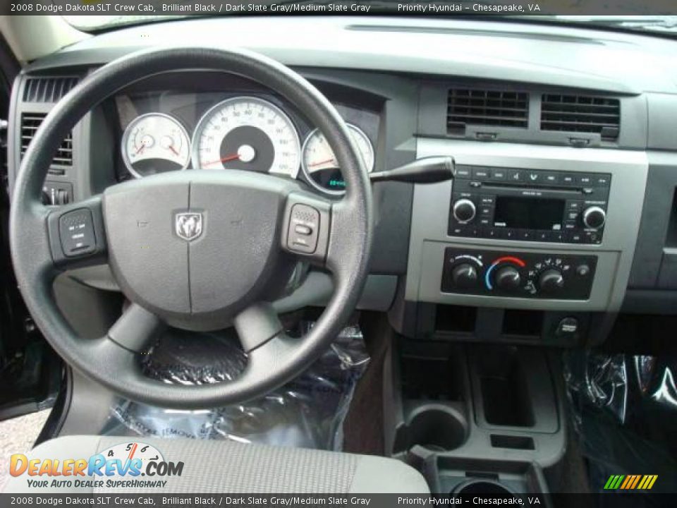 2008 Dodge Dakota SLT Crew Cab Brilliant Black / Dark Slate Gray/Medium Slate Gray Photo #13