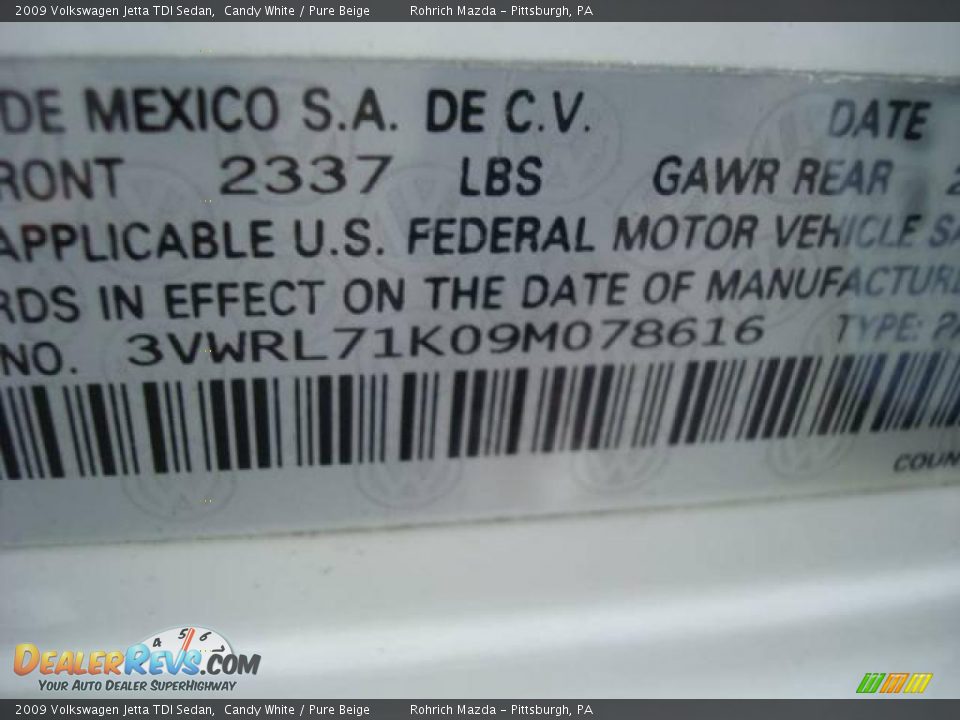 2009 Volkswagen Jetta TDI Sedan Candy White / Pure Beige Photo #19